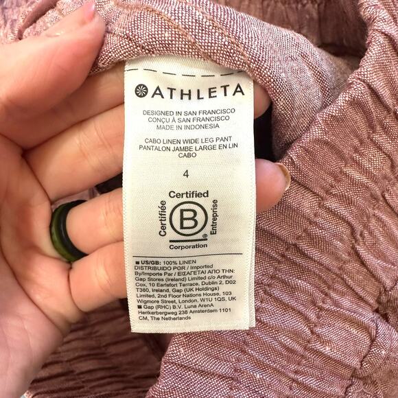 Athleta Tawny Rose Cabo Linen High Waist Wide Leg Beach Pull-On Casual Pants - Picture 11 of 11